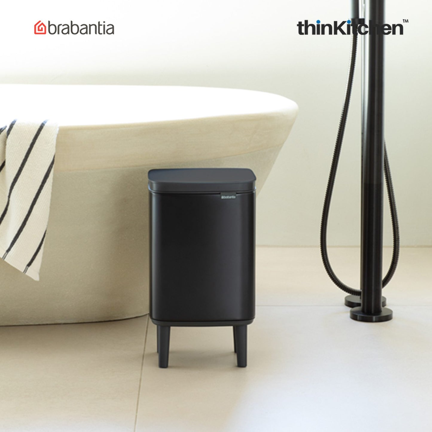 Brabantia Bo Waste Bin Hi 7 Litre Matt Black
