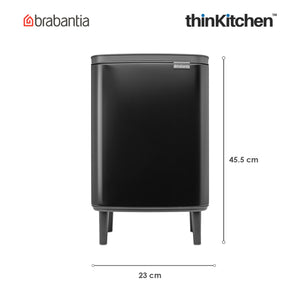 Brabantia BO Waste Bin HI, 12 litre, Matt Black