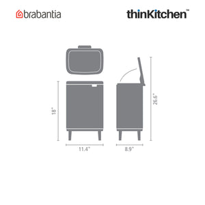 Brabantia BO Waste Bin HI, 12 litre, Matt Black