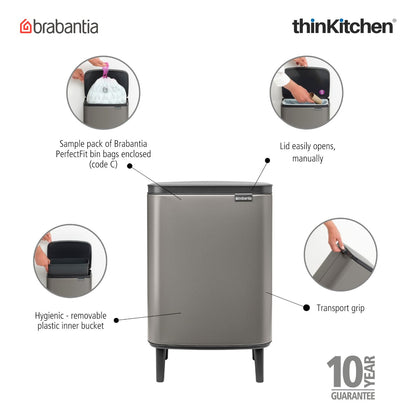 Brabantia Bo Waste Bin Hi 12 Litre Platinum 1