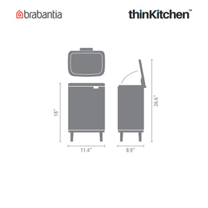 Brabantia BO Waste Bin HI, 12 litre, Platinum