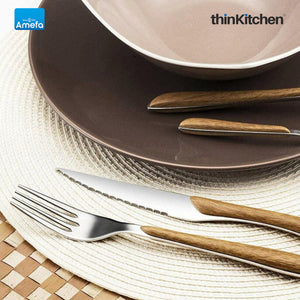 Amefa Eclat Stainless Steel Cutlery Set, 16-pcs - Wood Effect