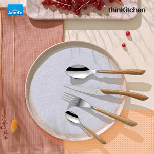 Amefa Eclat Stainless Steel Cutlery Set, 16-pcs - Wood Effect