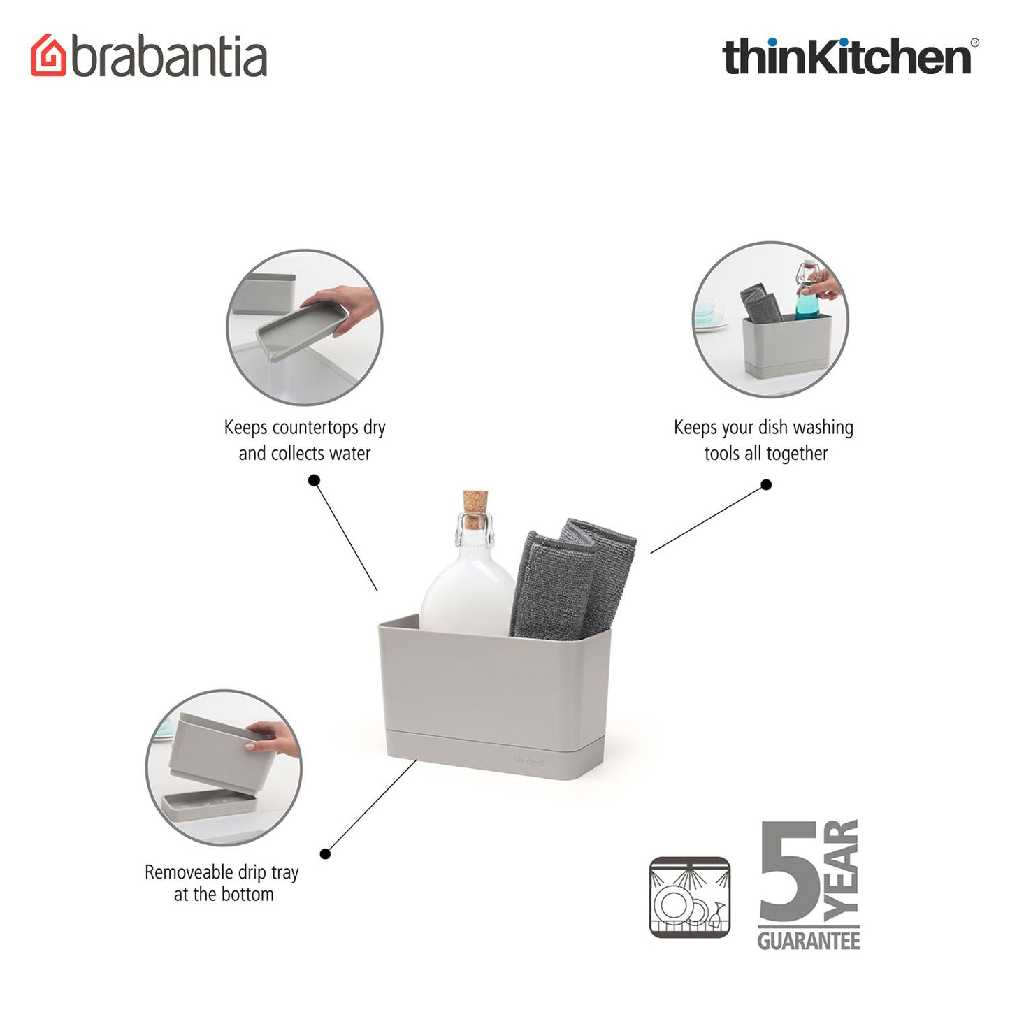 Brabantia Mid Grey SinkSide Sink Organiser
