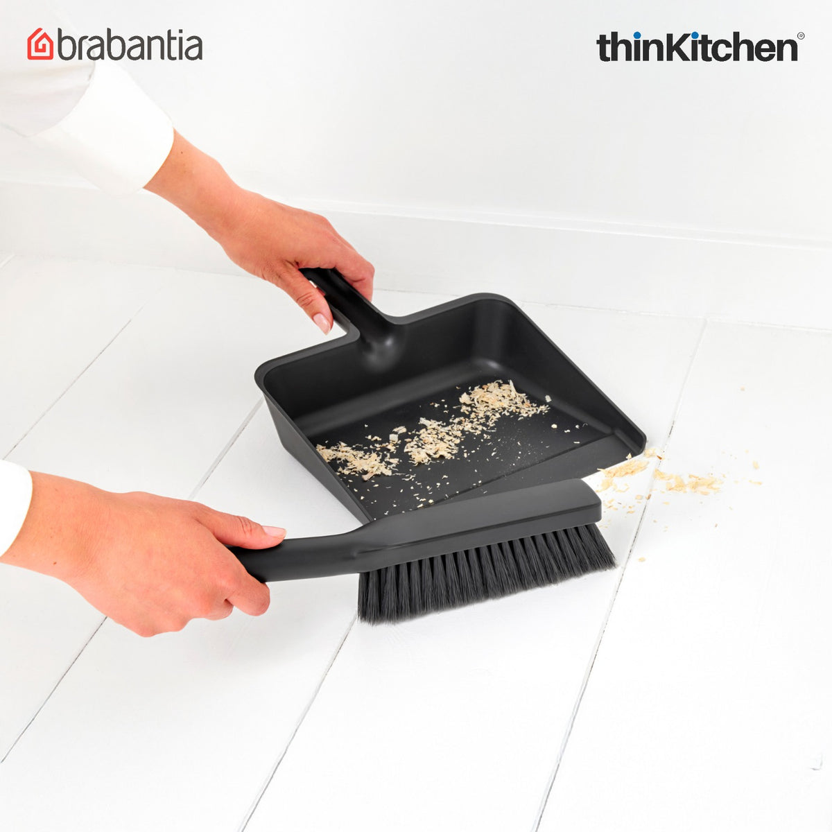 Brabantia Sinkside Dustpan And Brush Set, With Comb - Dark Grey - 5