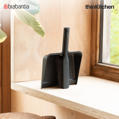 Brabantia Sinkside Dustpan And Brush Set, With Comb - Dark Grey
