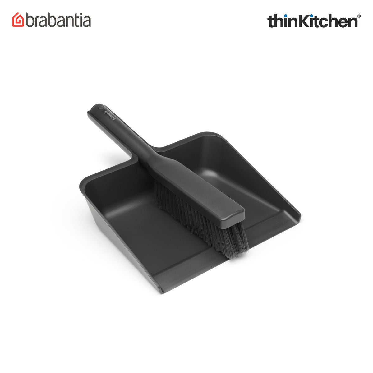 Brabantia Sinkside Dustpan And Brush Set, With Comb - Dark Grey