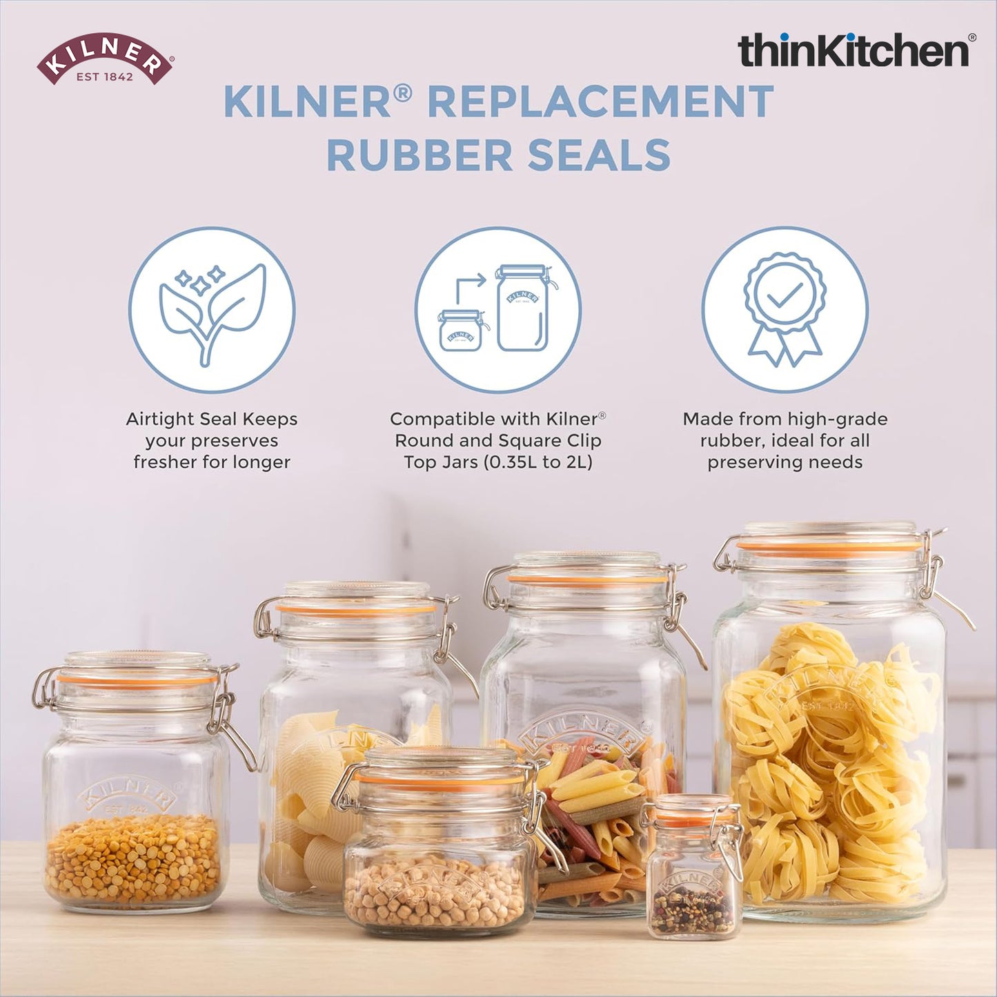 Kilner Rubber Seals – Pack of 6 (Fits 0.35L – 2L Jars)