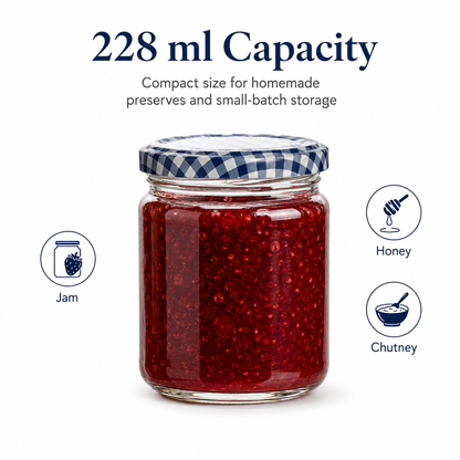 Kilner Premium 228 ml Round Twist Top Airtight Glass Jar for Kitchen Storage, Pickle, Jams, Chutnerys, Honey, Herbs, Spices