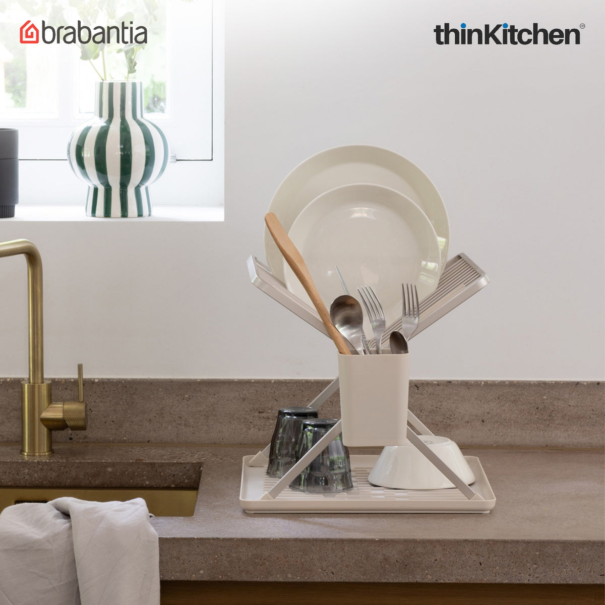 Brabantia Sinkside Foldable Dish Drying Rack - Soft Beige
