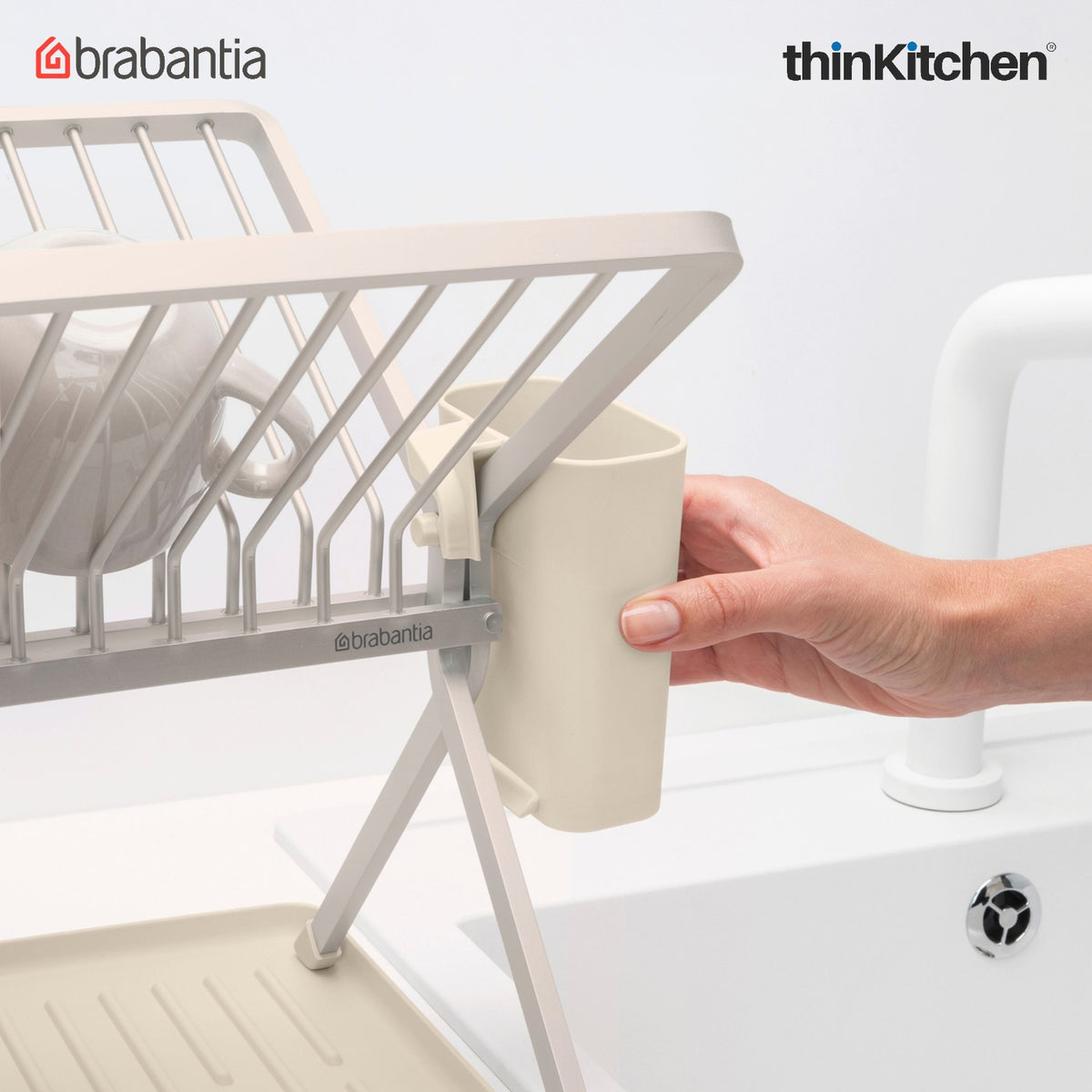 Brabantia Sinkside Foldable Dish Drying Rack - Soft Beige - 5