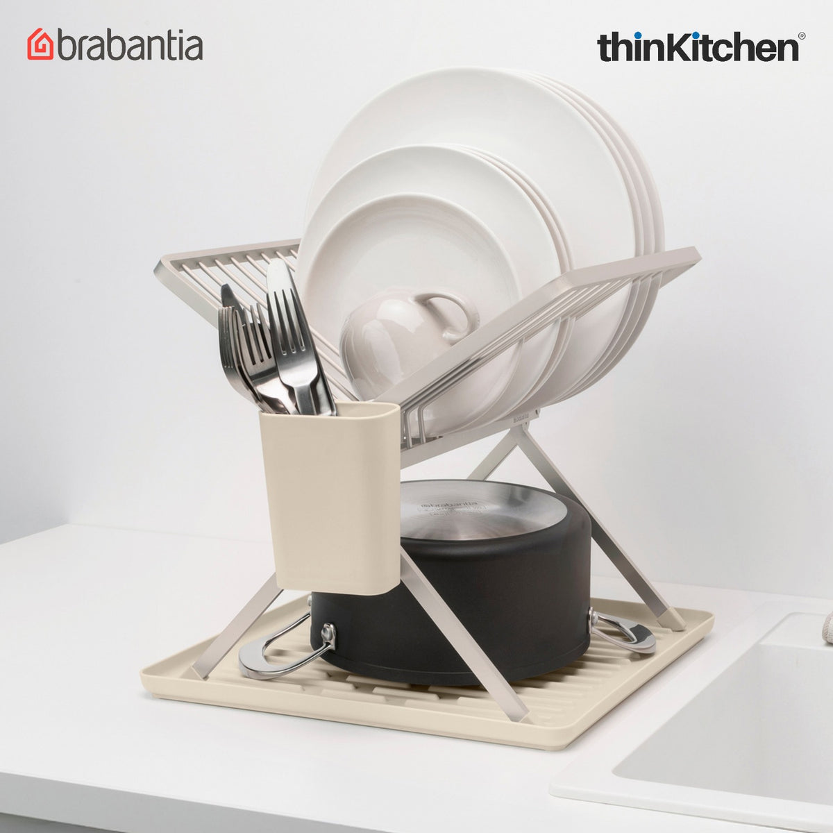 Brabantia Sinkside Foldable Dish Drying Rack - Soft Beige