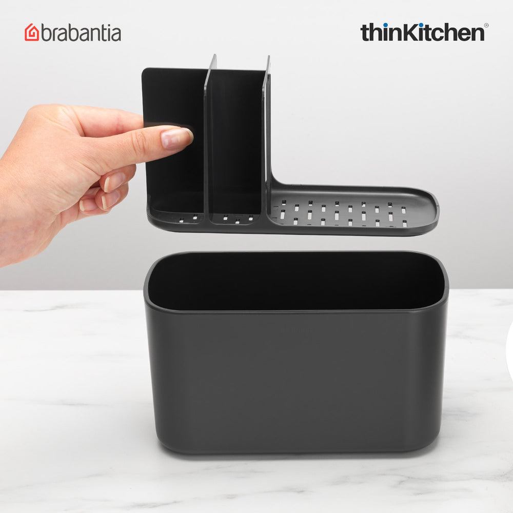 Brabantia Renew Bathroom Caddy, Dark Grey | Bathroom Organizer for Toothbrushes & Toiletries