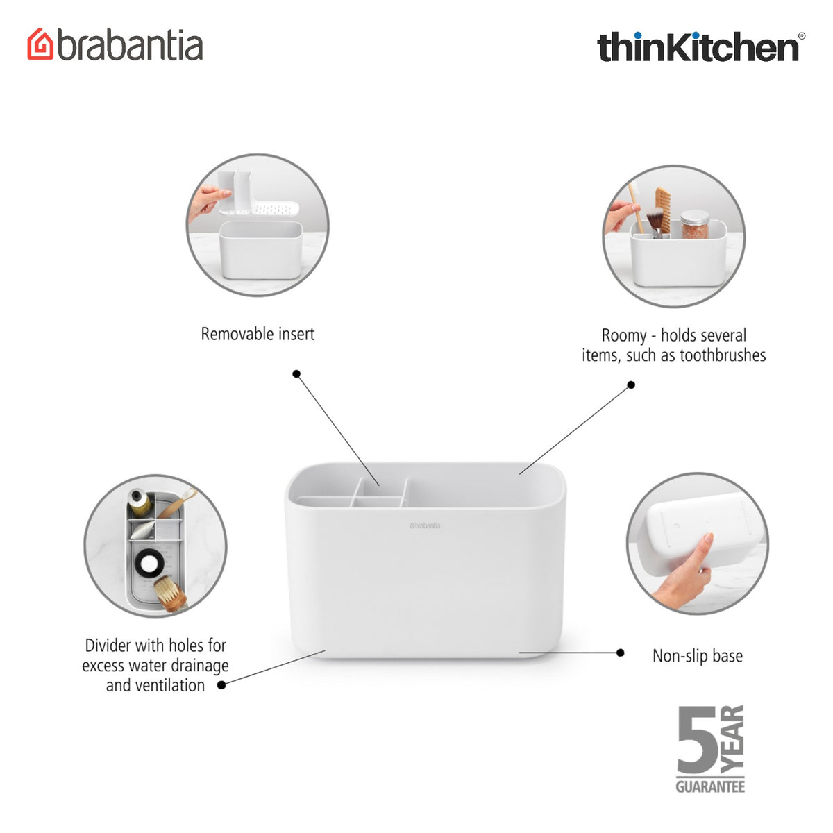 Brabantia Renew Bathroom Caddy - White - 6