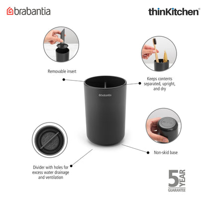 Brabantia Renew Toothbrush Holder, With Insert - Dark Grey