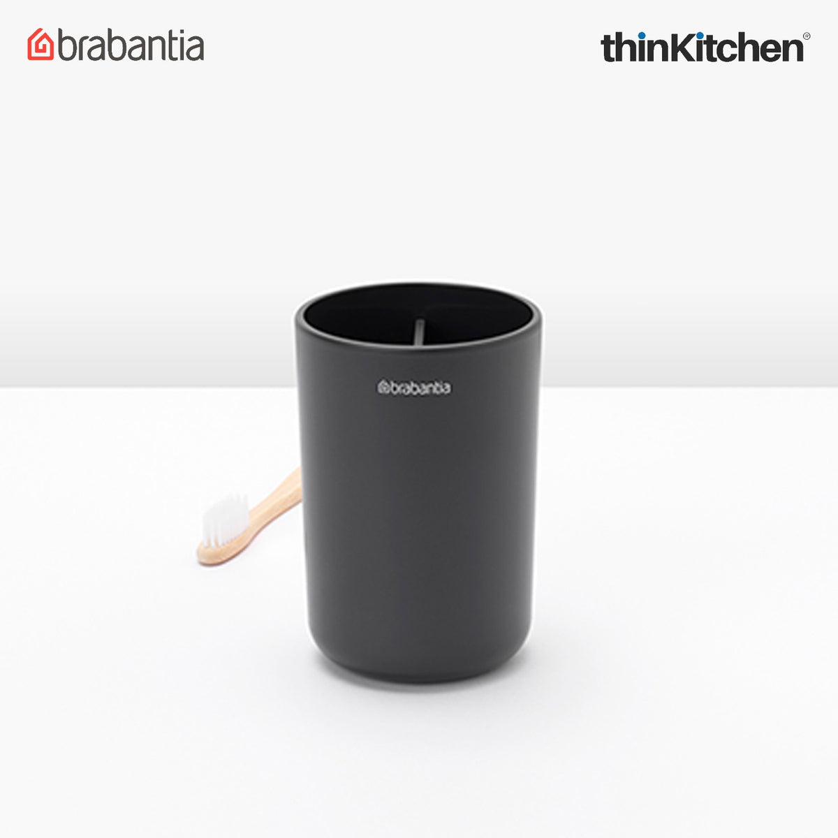Brabantia Renew Toothbrush Holder, With Insert - Dark Grey