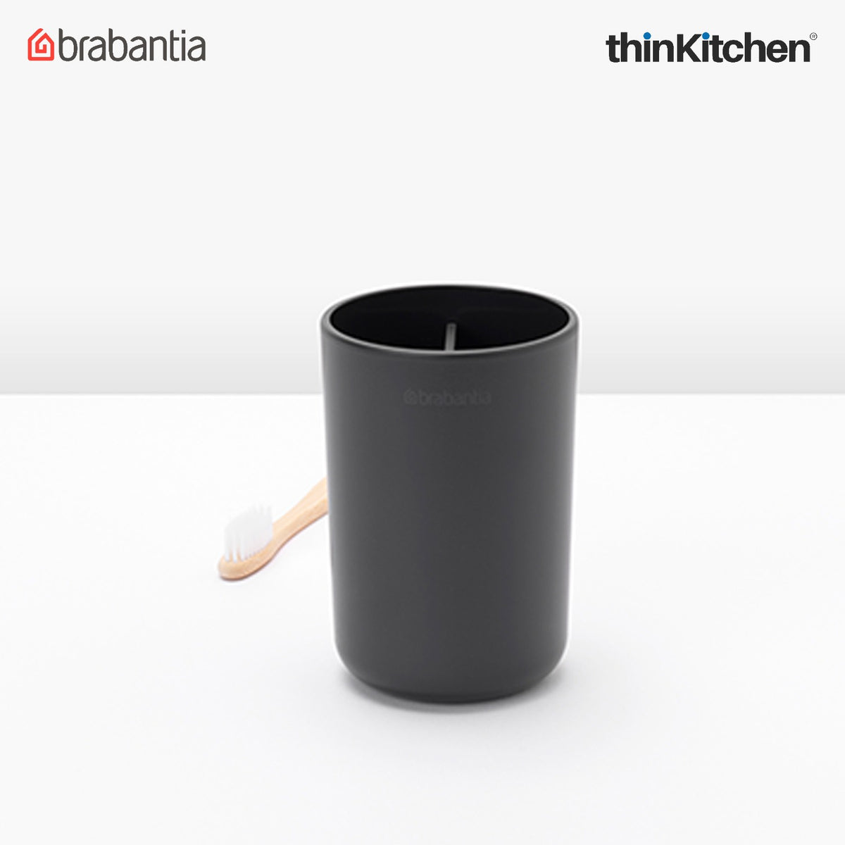 Brabantia Renew Toothbrush Holder, With Insert - Dark Grey