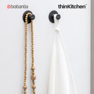 Brabantia Renew Towel Hooks, Set of 2, Dark Grey