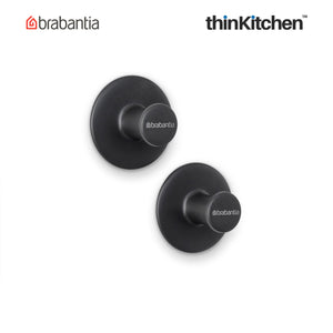 Brabantia Renew Towel Hooks, Set of 2, Dark Grey
