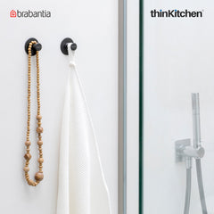 Brabantia 2 Piece Renew Towel Hooks, Dark Grey