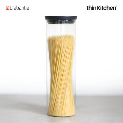Brabantia Stackable Food Storage Glass Jar 1 9 Litre Dark Grey