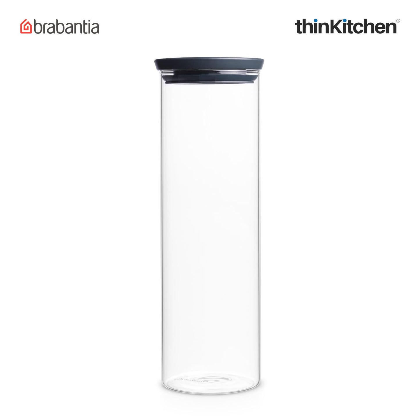 Brabantia Stackable Food Storage Glass Jar, Dark Grey, 1.9 litre