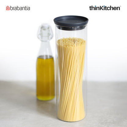 Brabantia Stackable Food Storage Glass Jar 1 9 Litre Dark Grey