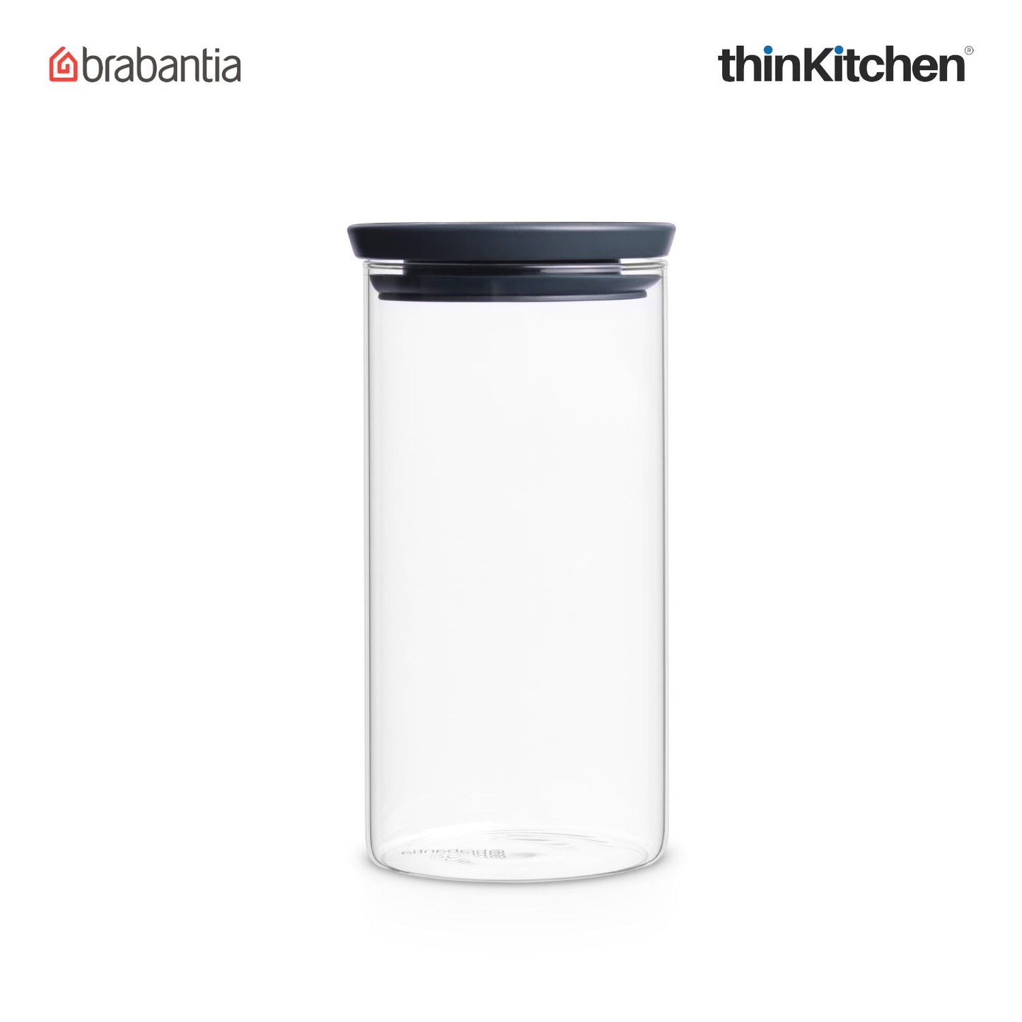 Brabantia Stackable Food Storage Glass Jar 1 1 Litre Dark Grey