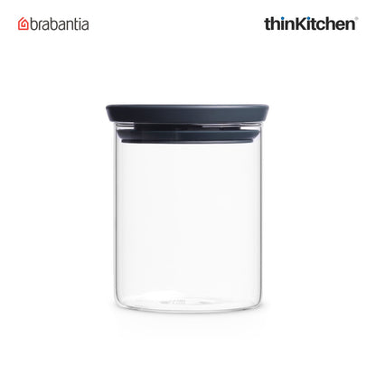Brabantia Stackable Food Storage Glass Jar 0 6 Litre Dark Grey