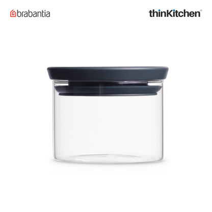 Brabantia Stackable Food Storage Glass Jar, 0.3 litre - Dark Grey