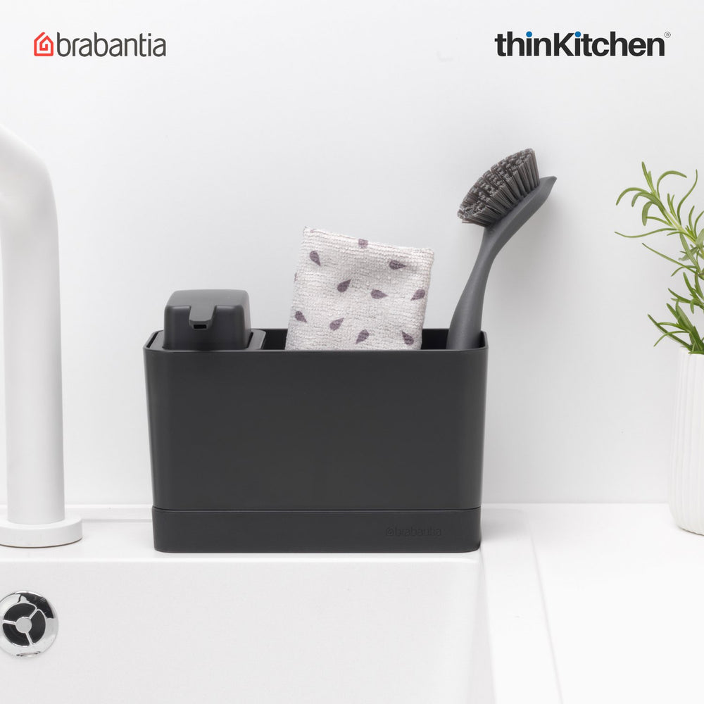 Brabantia Sink Organiser & Soap Dispenser Set, Dark Grey