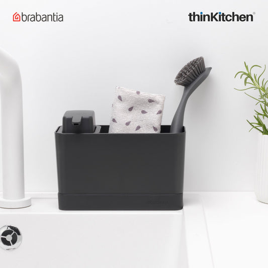 Brabantia Sink Organiser & Soap Dispenser Set, Dark Grey