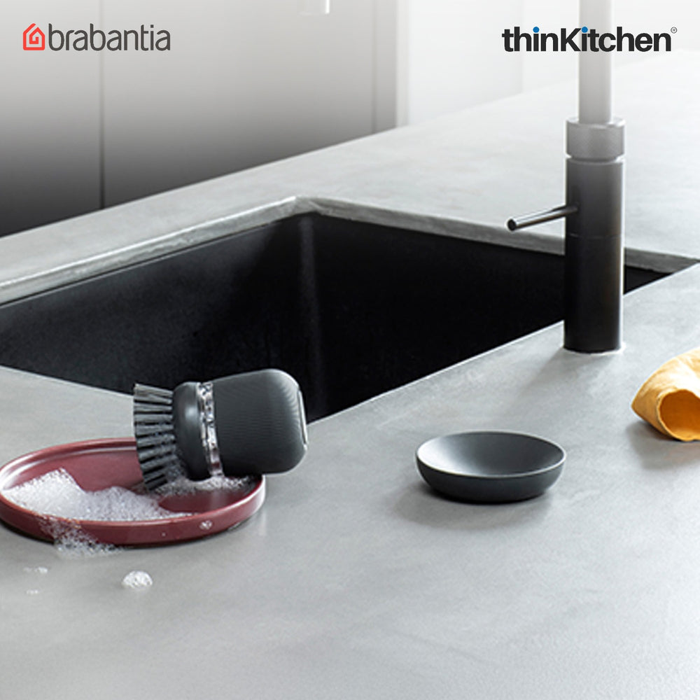 Brabantia Sinkside Soap Dispensing Dish Brush - Dark Grey