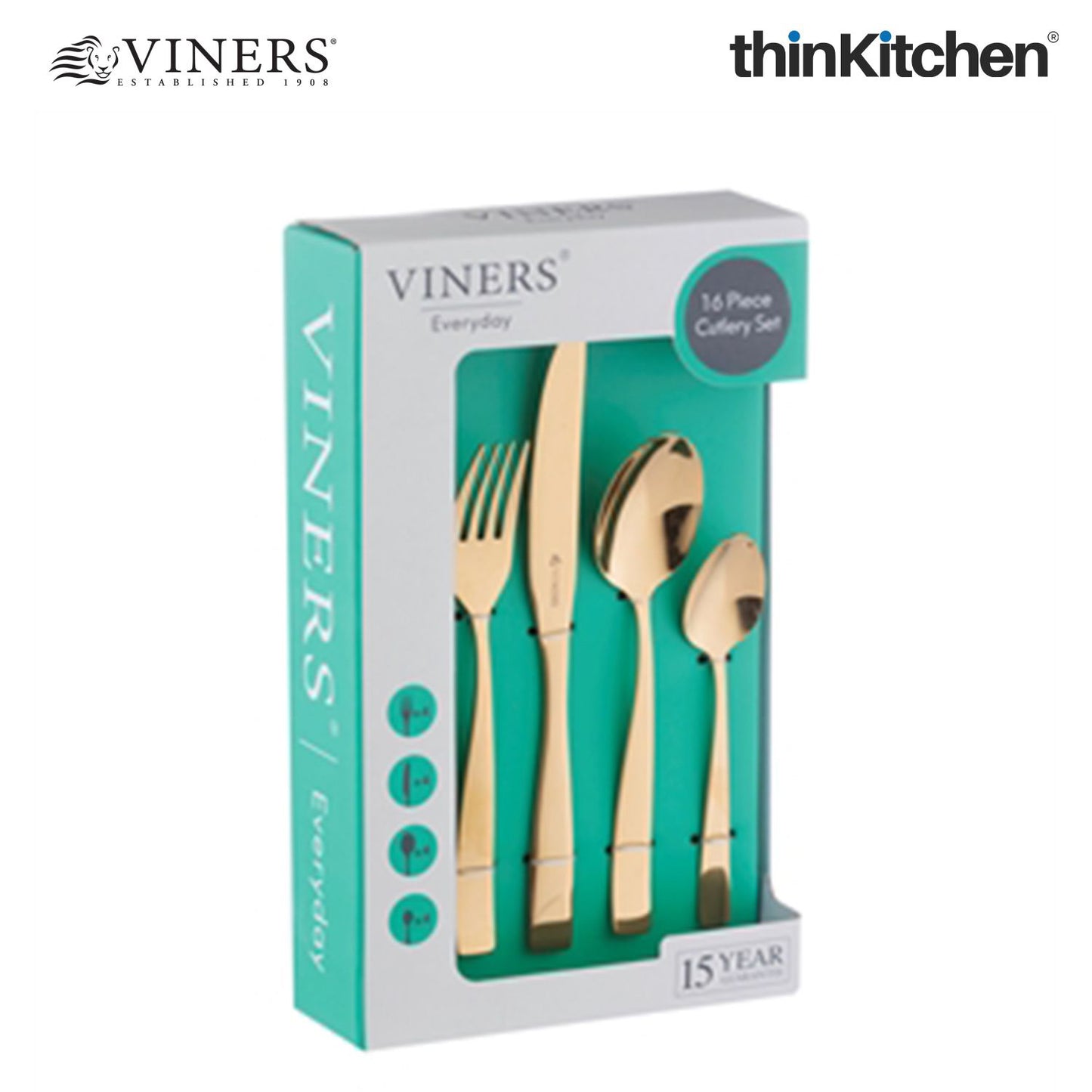 Viners Everyday Purity Gold 18/0 16-Piece Cutlery Set