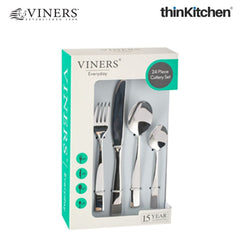 Viners Everyday 18/0 Stainless Steel 24 Piece Cutlery Set | Dishwasher Safe, Rust-Resistant, Elegant Flatware | Crafted in UK