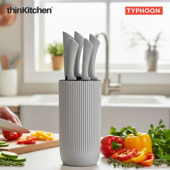 Viners Premium International Stainless Steel Sharp Kitchen Knife Block Set of 5 Pcs, Grey Ripple | Cutting & Chopping, Comfortable Grip| Crafted in UK