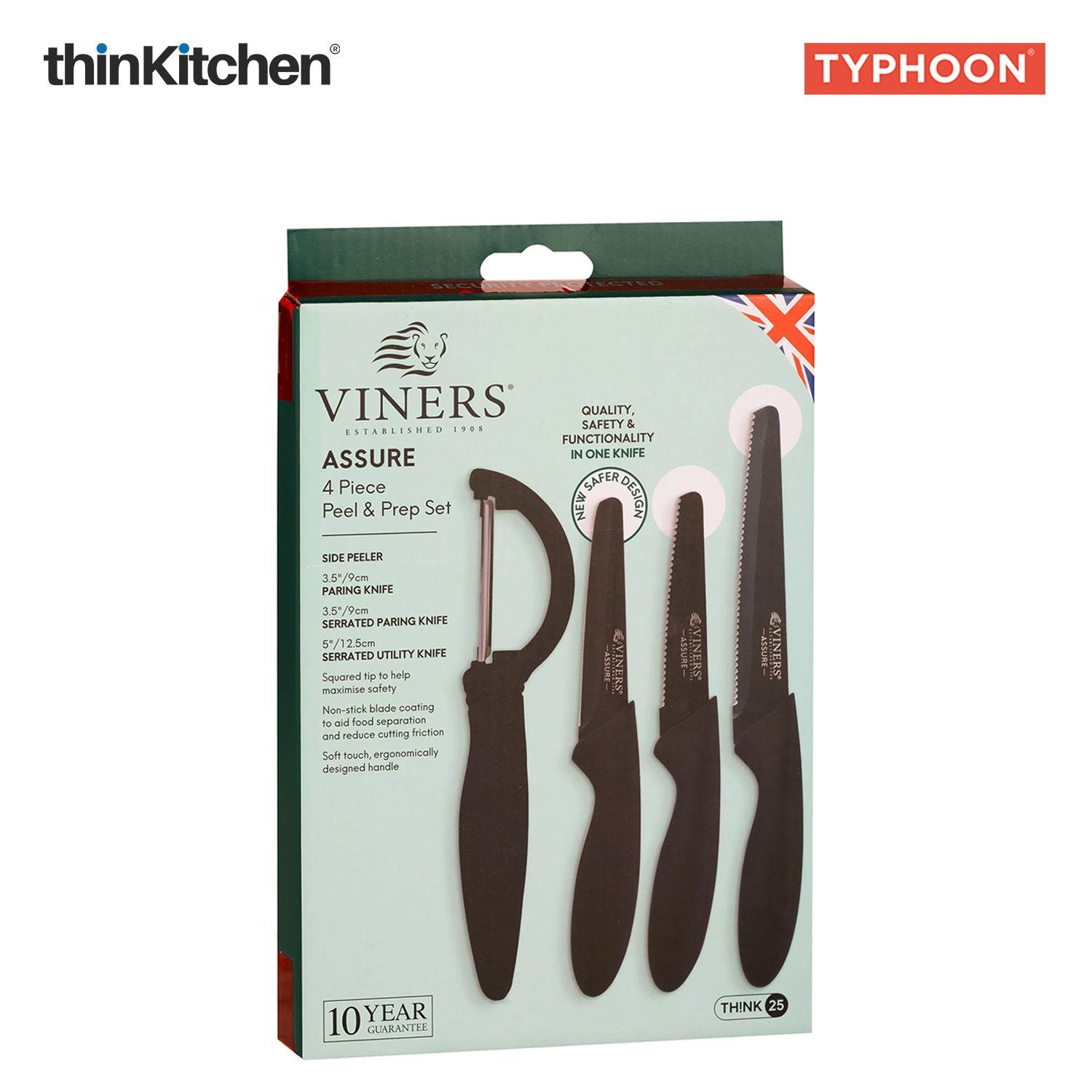 Viners Premium 4-Piece Peel & Prep Knife Set, Sharp Stainless Steel Blades, Paring, Utility & Side Peeler for Cutting, Chopping & Peeling | Crafted in UK - 3
