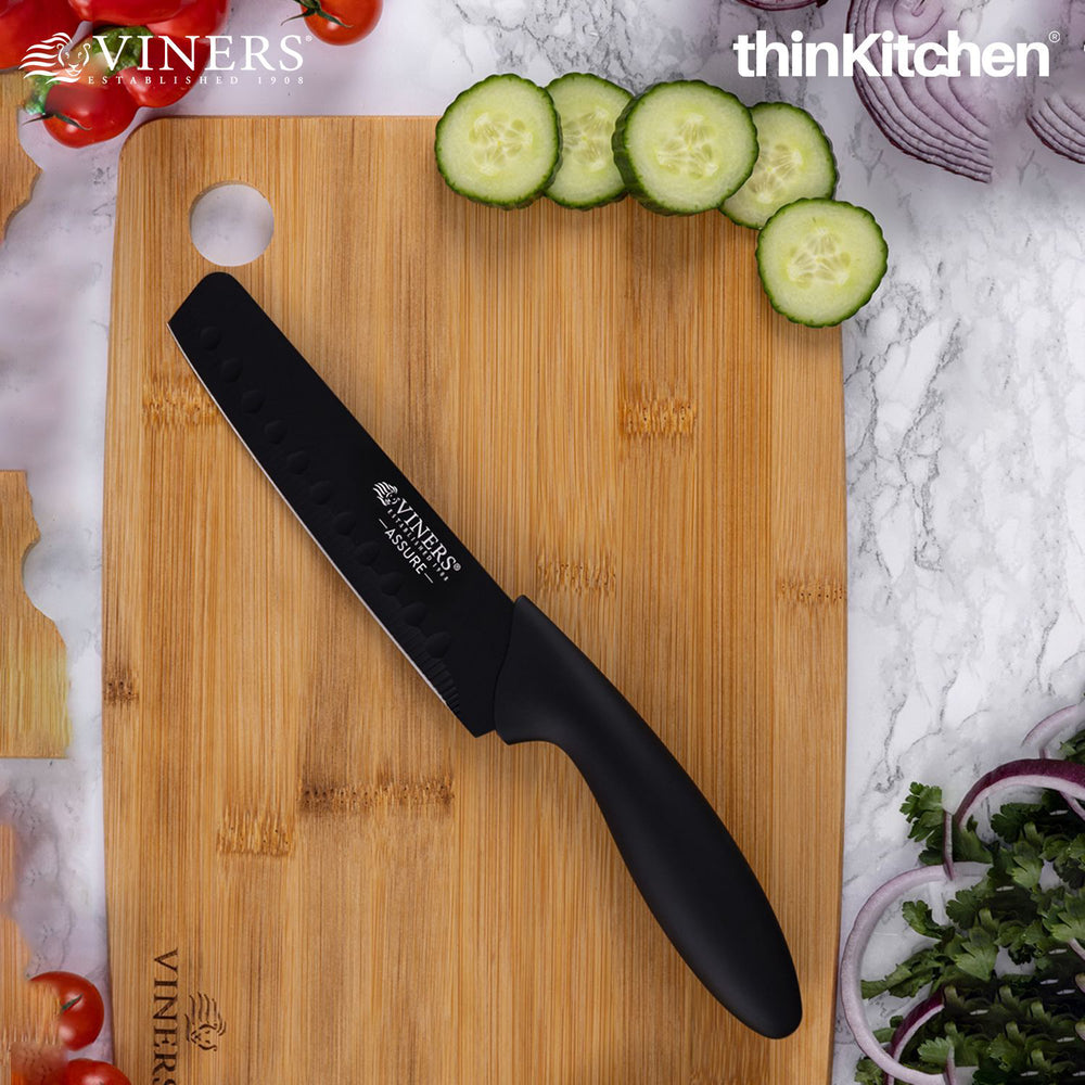 Viners 6" Stainless Steel Santoku Knife Slicing Meat, Fish, Vegetables | Rust-Resistant, Non-Stick Coating| Crafted in UK
