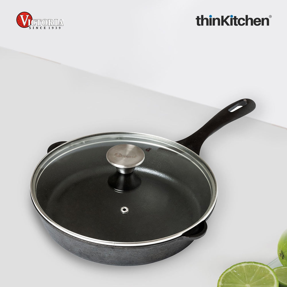 Victoria Glass Lid With Stainless Steel Knob For 10" Cast Iron Frying Pan Skillet