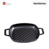 Victoria Cast Iron Square Grill Pan with Double Loop Handles - 10 Inch