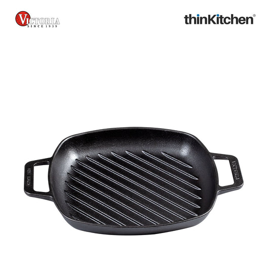 Victoria 10" Pre-Seasoned Cast Iron Square Grill Pan | Premium Ribbed Skillet With Loop Handles