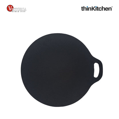 Victoria 12-Inch Cast Iron Tawa Dosa Pan, Pizza Pan with a Loop Handle, Crepe Pan Preseasoned with Flaxseed Oil, Made in Colombia