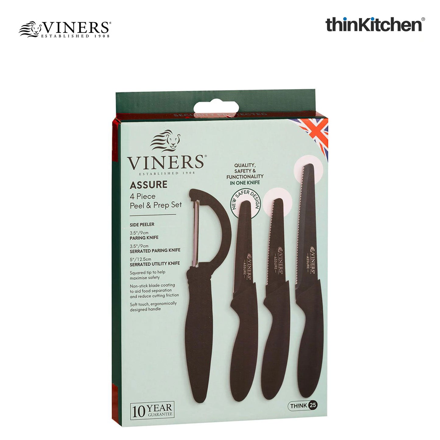 Viners 4-Piece Peel & Prep Knife Set for Cutting, Chopping & Peeling | Sharp Stainless Steel Blades