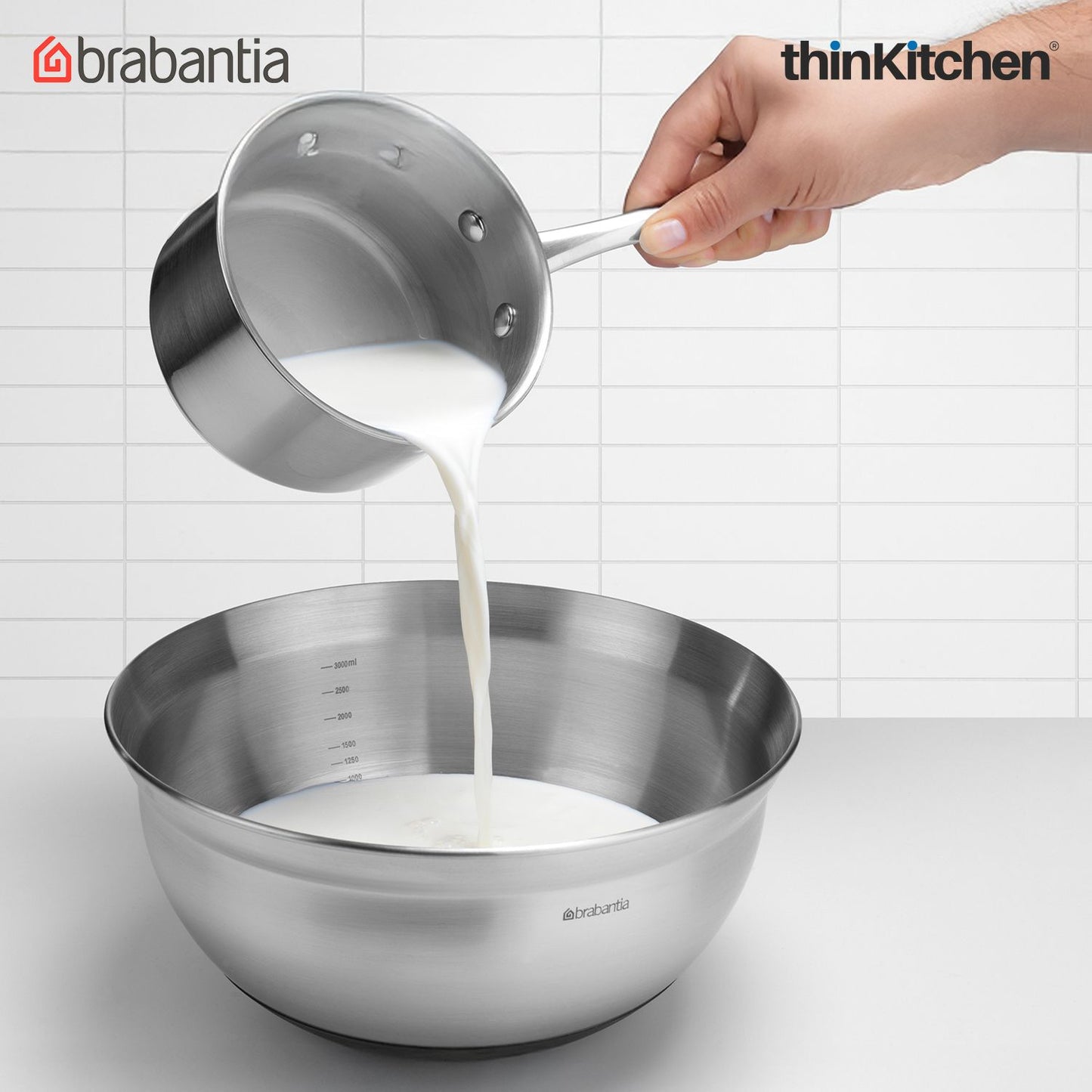Brabantia Matt Steel Profile Mixing Bowl, 3.0L