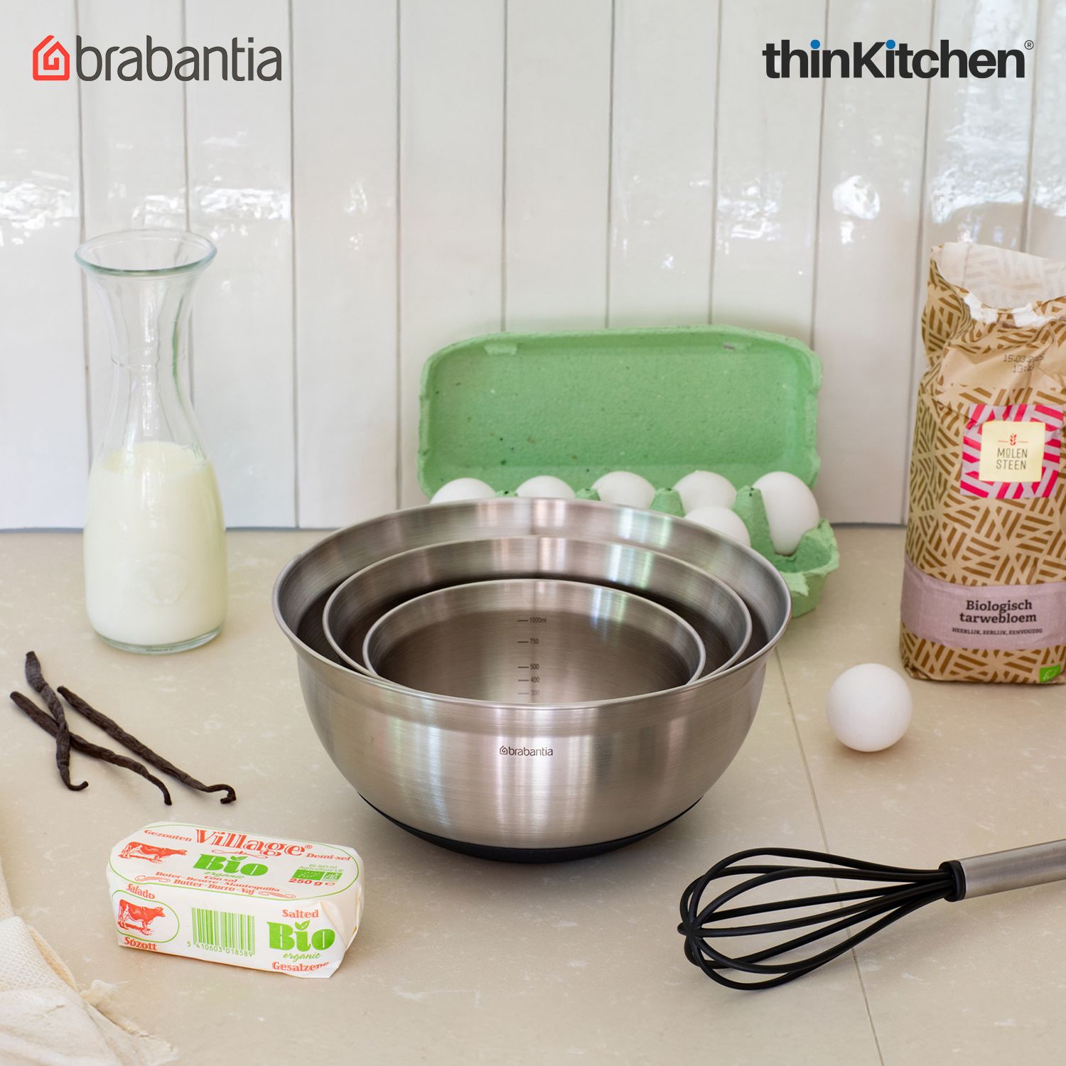 Brabantia Matt Steel Profile Mixing Bowl, 3.0L - 1