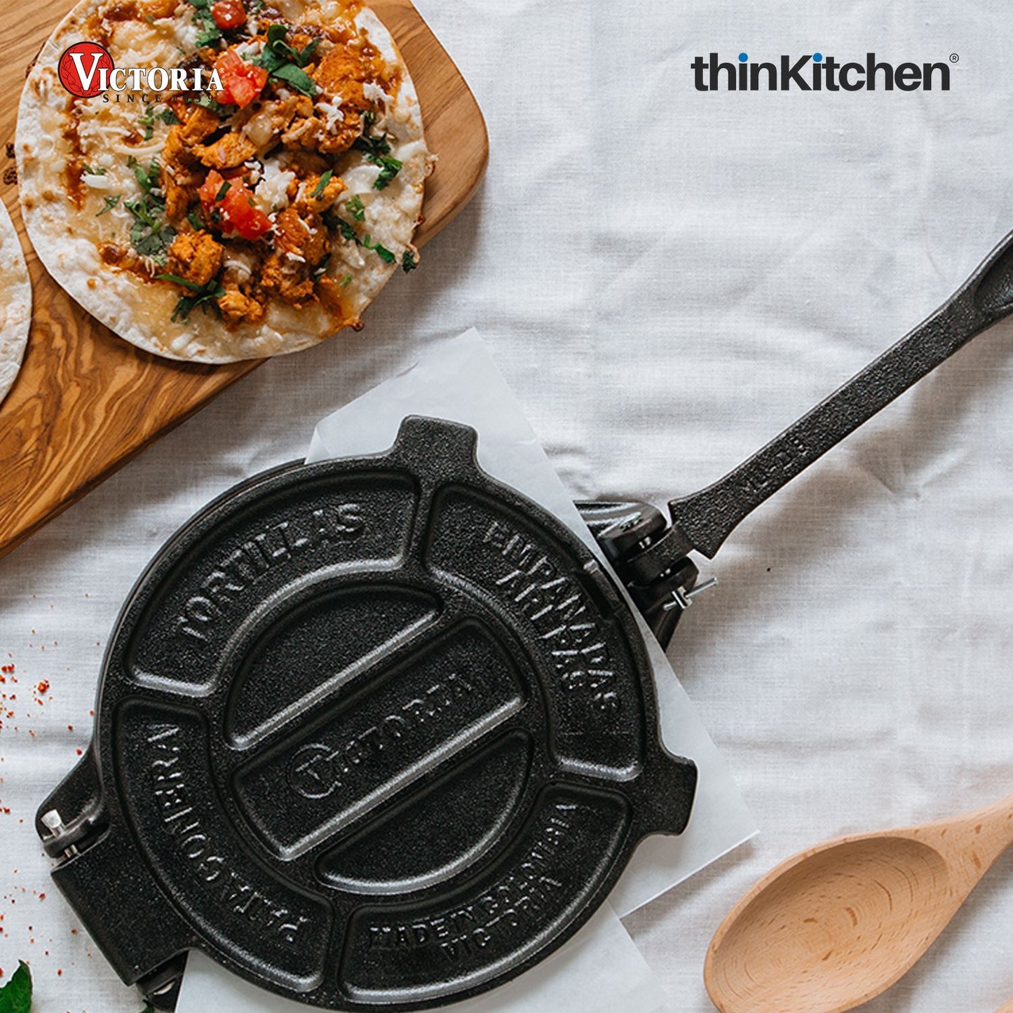 Victoria 8-Inch Commercial-Grade Cast-Iron Tortilla Press, Made from Super-Durable HD Iron, Made in Colombia