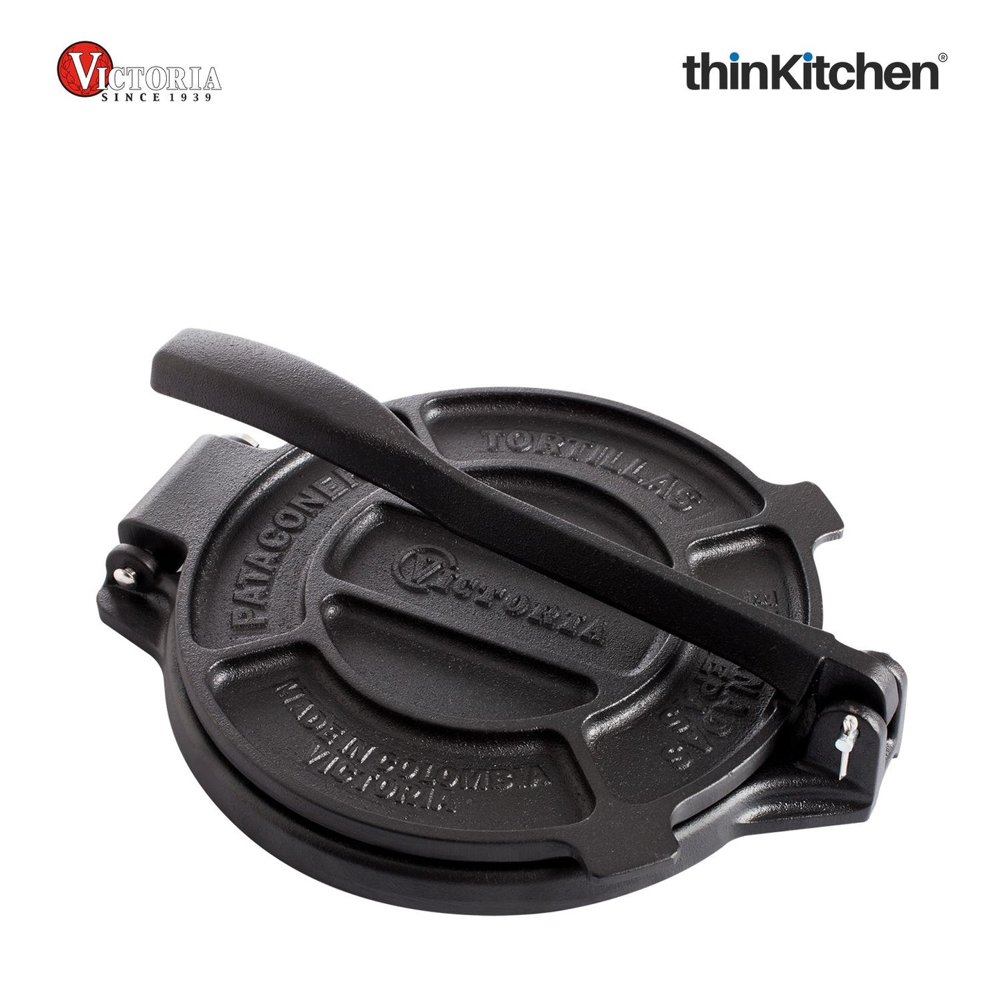 Victoria 8-Inch Commercial-Grade Cast-Iron Tortilla Press, Made from Super-Durable HD Iron, Made in Colombia