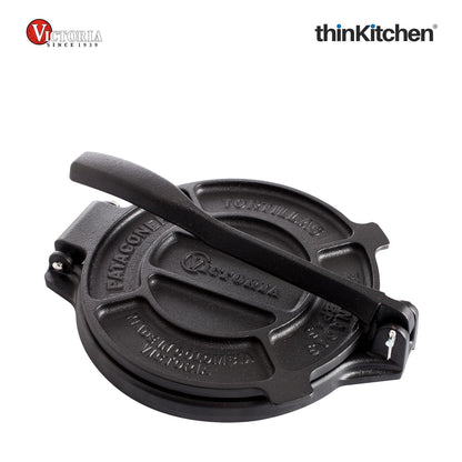 Victoria 8-Inch Commercial-Grade Cast-Iron Tortilla Press, Made from Super-Durable HD Iron, Made in Colombia