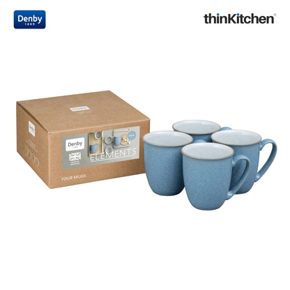 Denby Elements Blue 4 Piece Coffee Beaker Mug Set