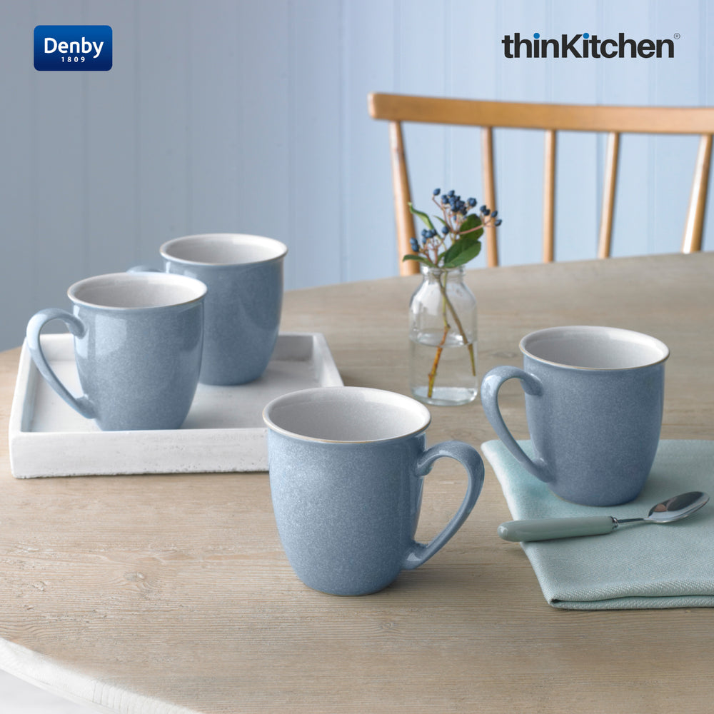 Denby Blue 4 Piece Coffee Beaker/Mug Set, 330ml
